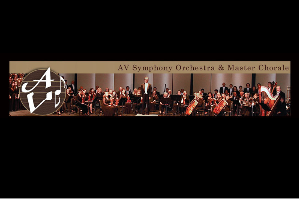 AV Symphony Orchestra and Master Chorale with picture of symphony and chorale.